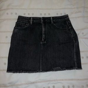 high waisted black denim skirt